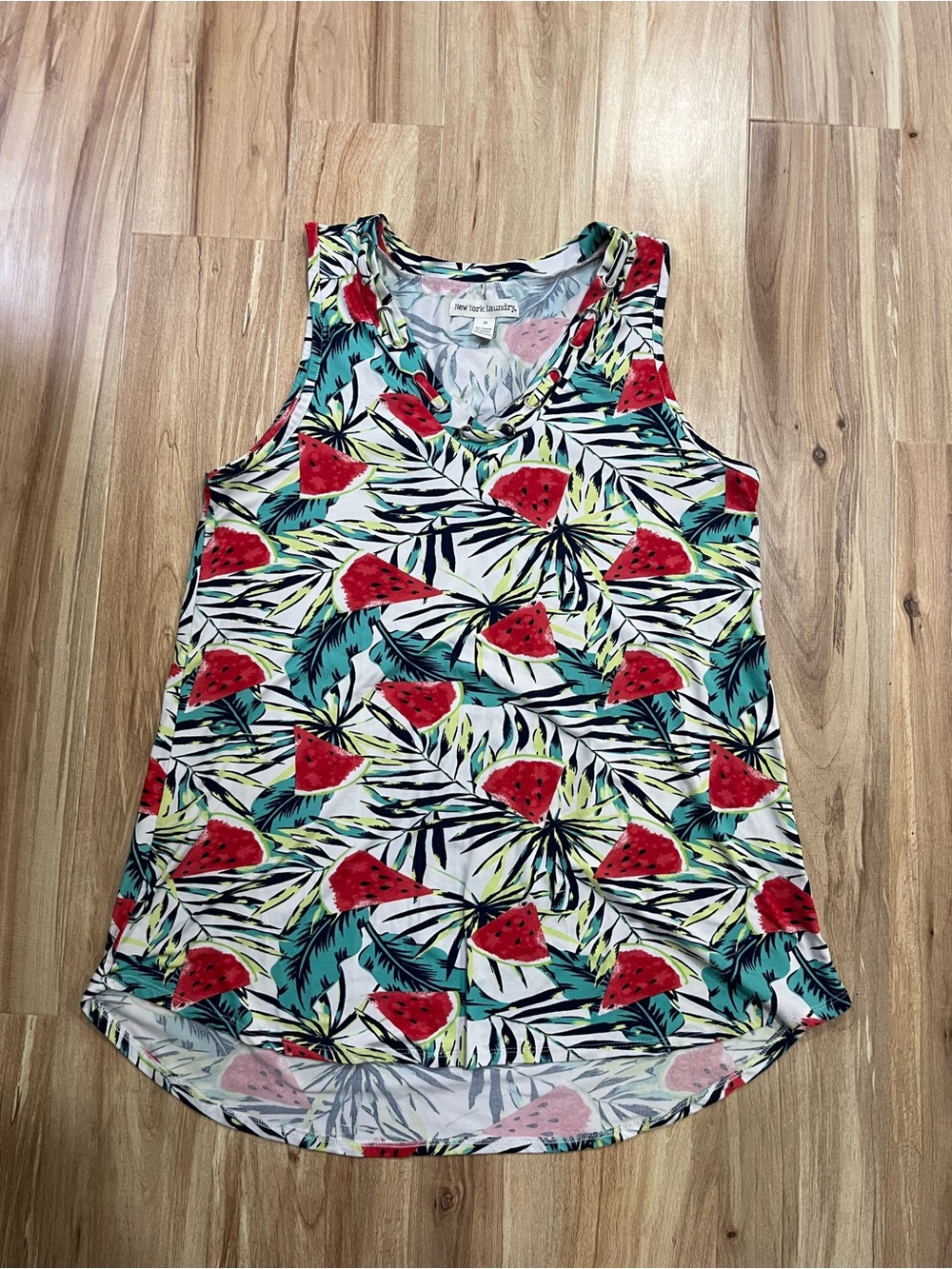 New York Laundry Watermelon Slice Print Tank Top - Red, Green, White